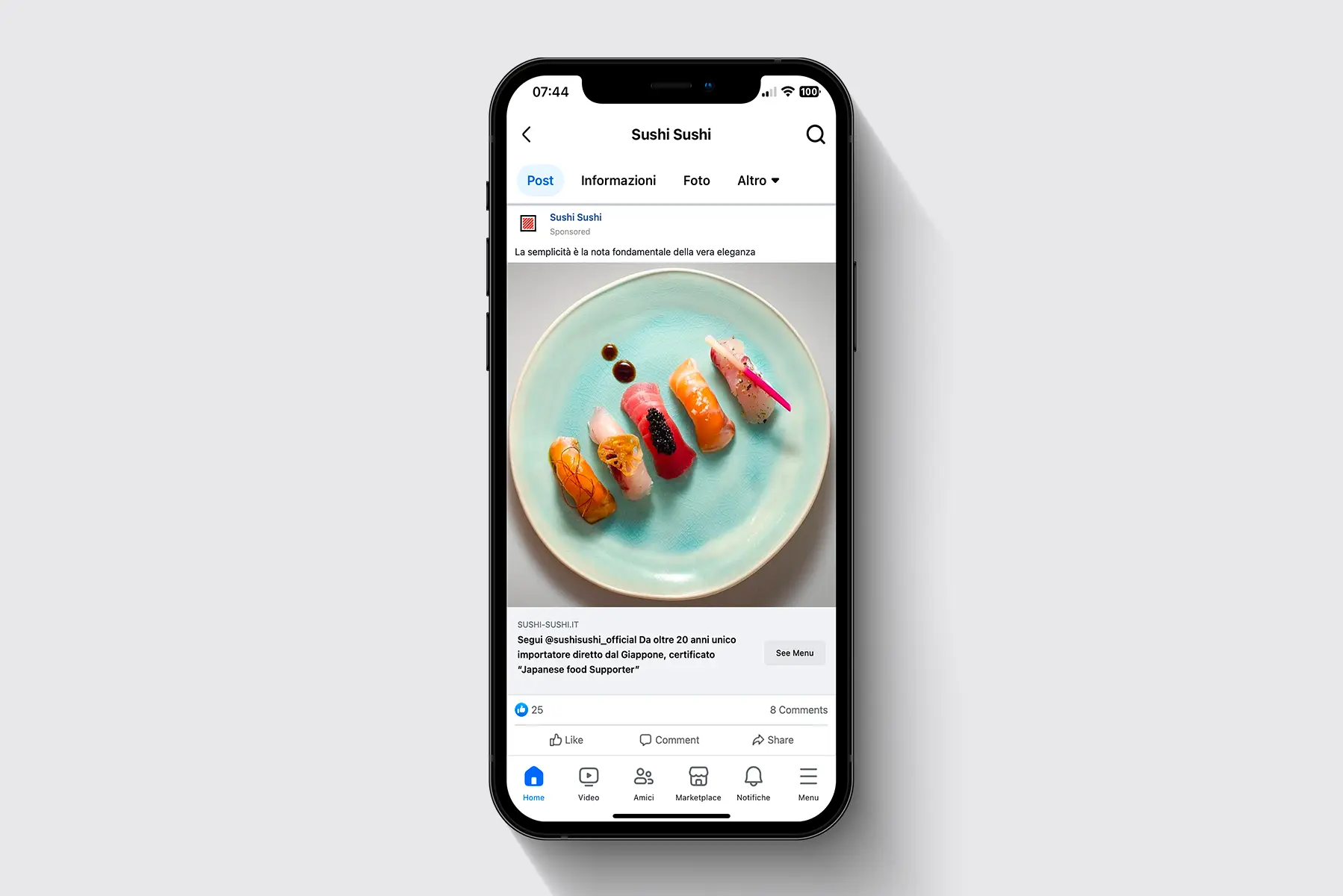 META ADS sushi ecommerce